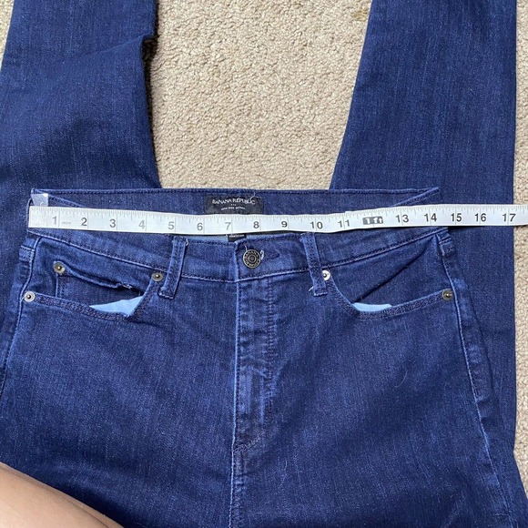 Banana Republic High Rise Skinny stretch Jeans Women's 30/10 Dark Wash Raw Hem - Picture 6 of 8